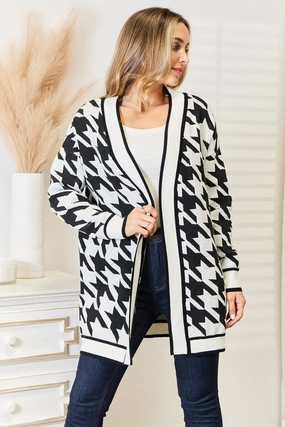 Best Deal Today Mandy Woven Right Houndstooth Open Front Longline Cardigan