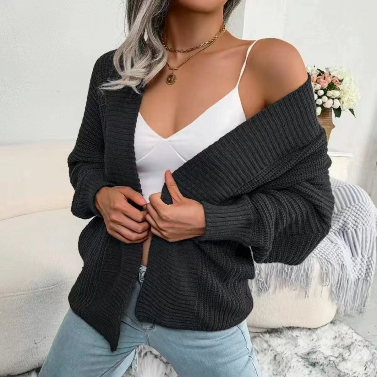 Open Front Lantern Sleeve Cardigan Save Today Only