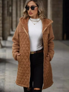 Texture Zip Up Long Sleeve Hooded Coat Flash Sale Now