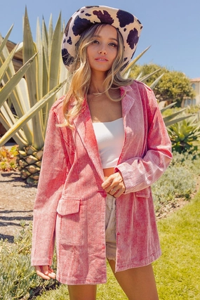 Bibi Ribbed Button Up Long Sleeve Blazer Save Big Online Todays Best Deal