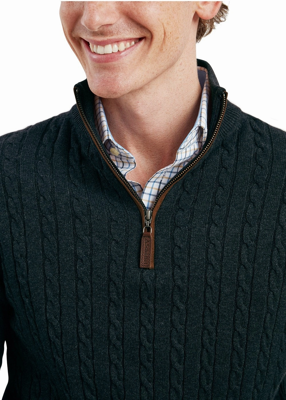 Calton Cotton Cashmere Cable 1/4 Zip Jumper Special Steal Event Special Deal Frenzy