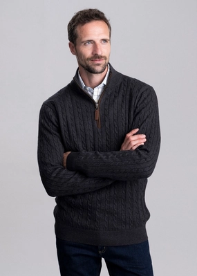 Trending Now Offer Dont Miss Todays Deal Calton Cotton Cashmere Cable 1/4 Zip Jumper