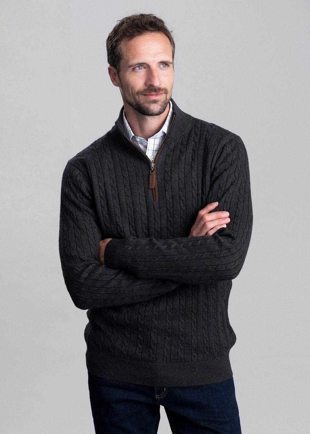 Trending Now Offer Dont Miss Todays Deal Calton Cotton Cashmere Cable 1/4 Zip Jumper