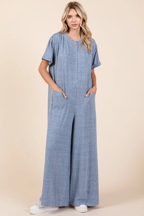 Mittoshop Button Detail Short Sleeve Wide Leg Jumpsuit Shop Smart Save