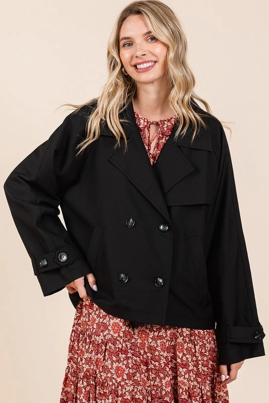 Instant Savings Inside Mittoshop Double Breasted Long Sleeve Trench Coat Jacket