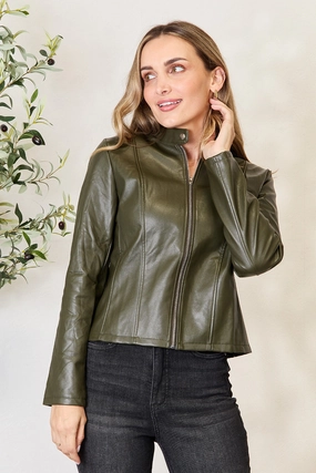 Mock Neck Zip Up Jacket Special Price Offer