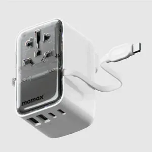 Momax 1-World  Flow 4-Port Travel Charger With Built-In Usb-C Cable 35W Grab Save Today Todays Steal