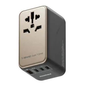 Shop Now Save Momax 1-World Universal 4-Port Travel Gan Charger 120W   Usb-C Cable