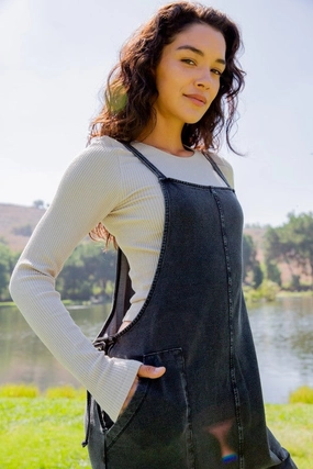 Steal the Deal Now Mono B Drawstring Waist Spaghetti Strap Overalls With Pockets