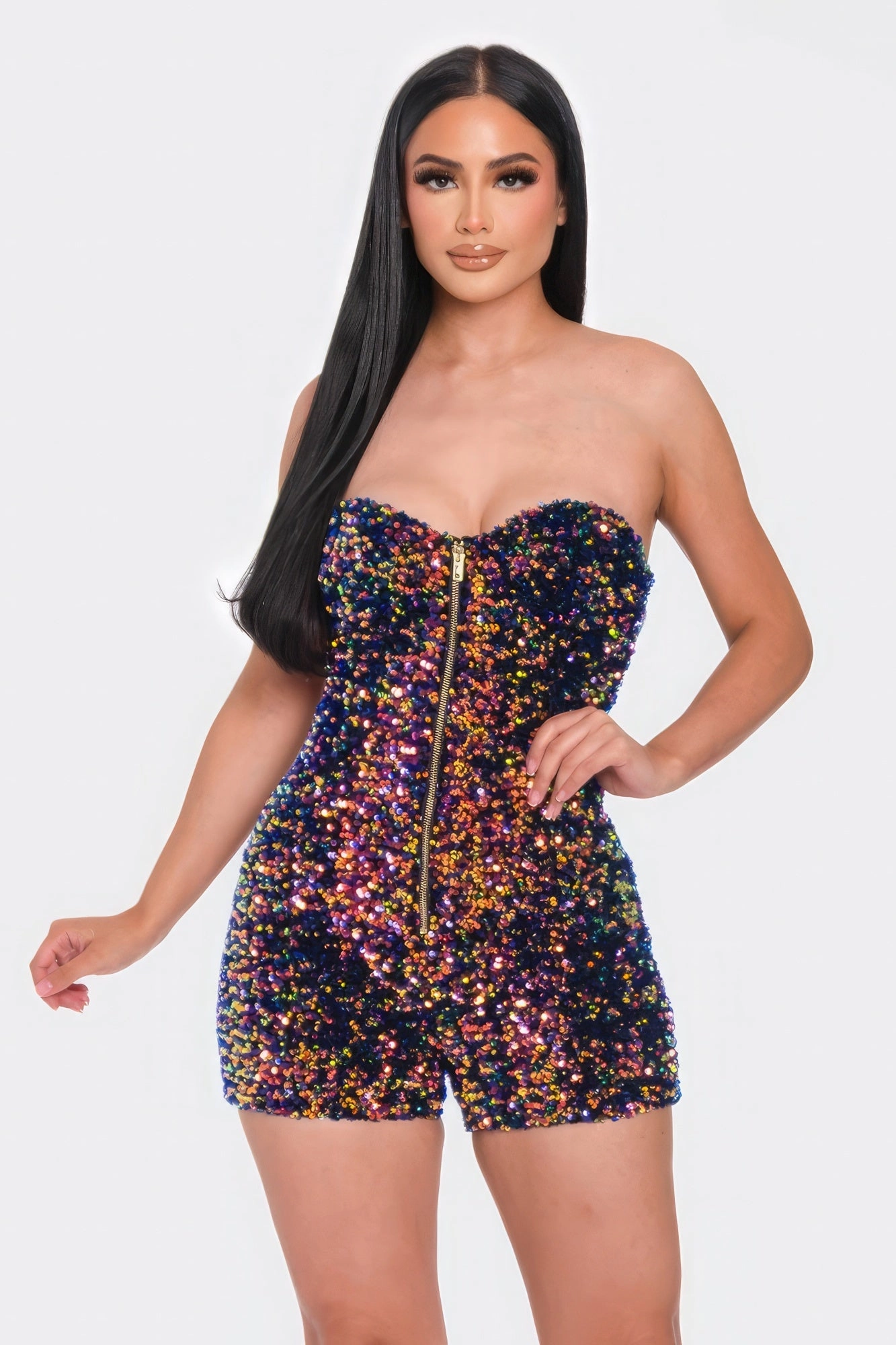 Multi Sequins Tube Top Romper Instant Hot Deal Limited Stock Hot Deal