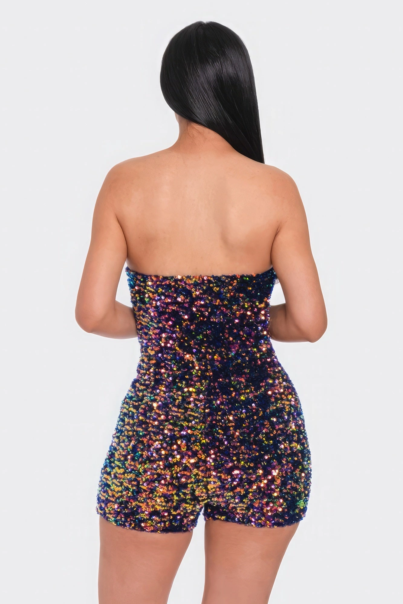 Dont Wait Save Multi Sequins Tube Top Romper