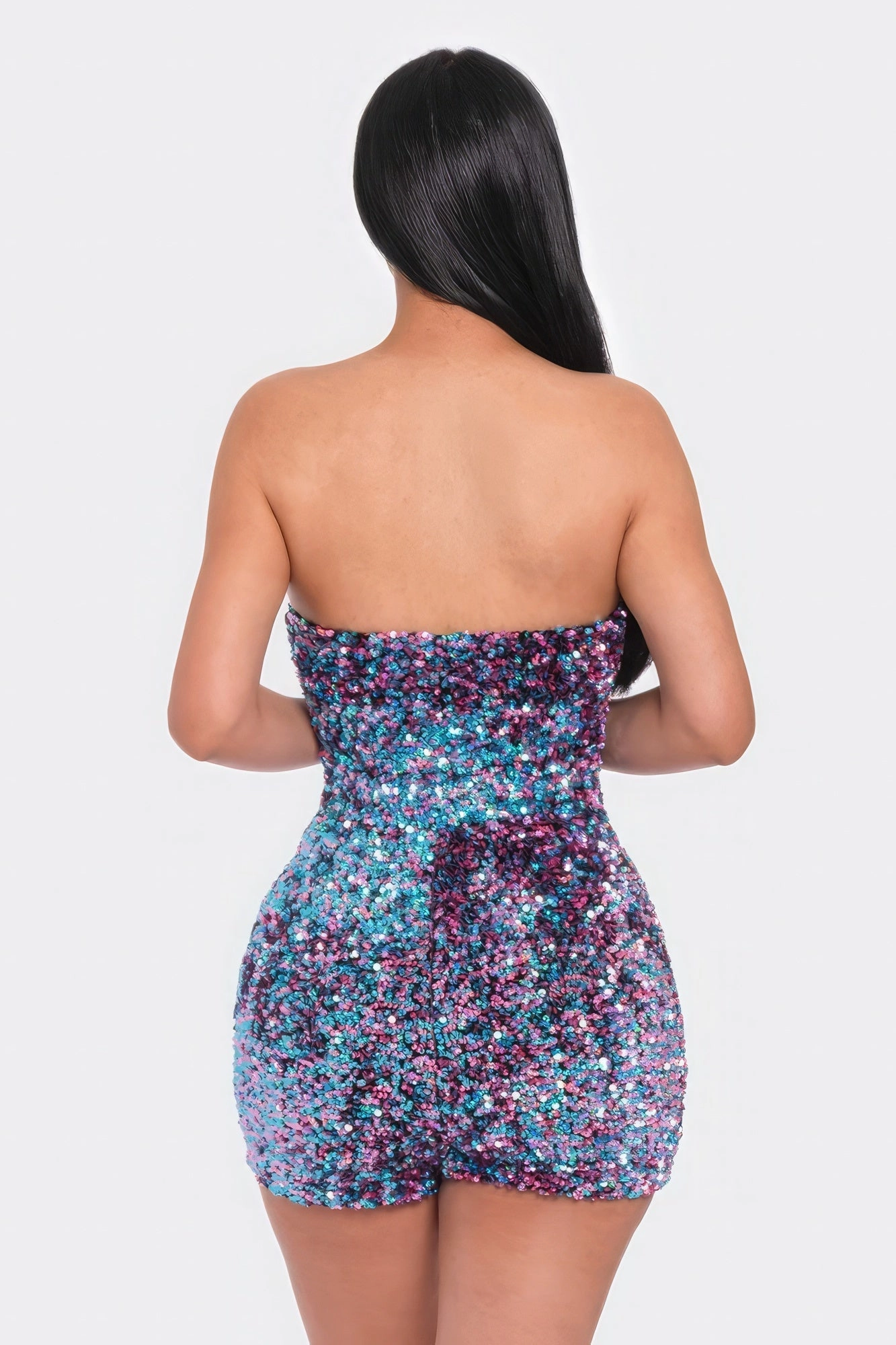 Mega Hot Offer Multi Sequins Tube Top Romper