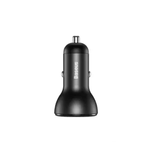 Perfect Gift Offer Baseus Digital Display Pps Dual Quick Charger Car Charger 45W With Cable - Gray