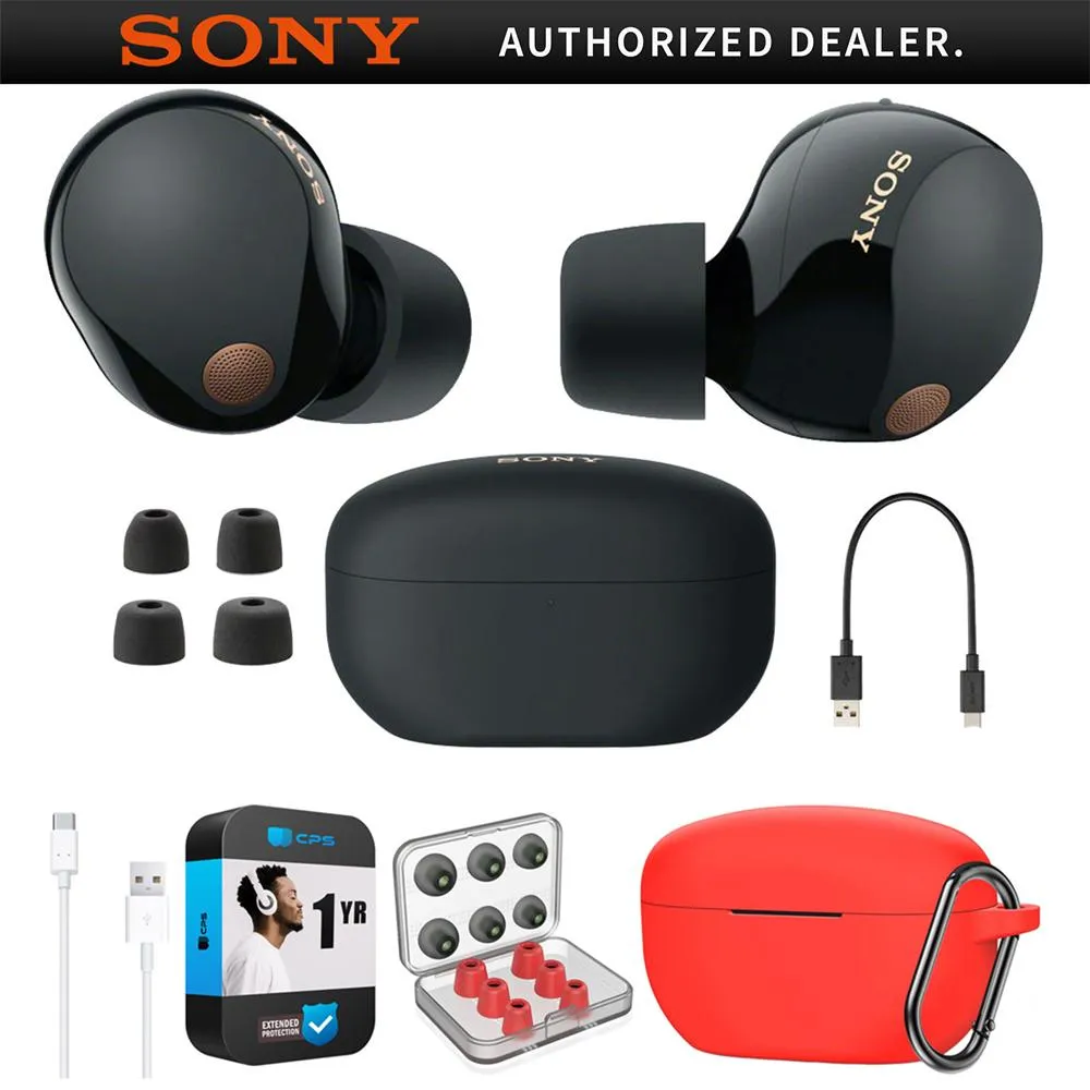 Instant Savings Inside Sony Noise Canceling Truly Wireless Earbuds, Black   Accessories   Warranty Bundle