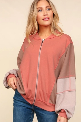 Today Only Special Mega Sale Now Haptics Zip Up Color Block Bomber Jacket With Side Pockets