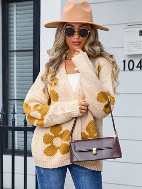 Angel Wings Flower Open Front Long Sleeve Cardigan Clearance Event Alert Special Steal Event