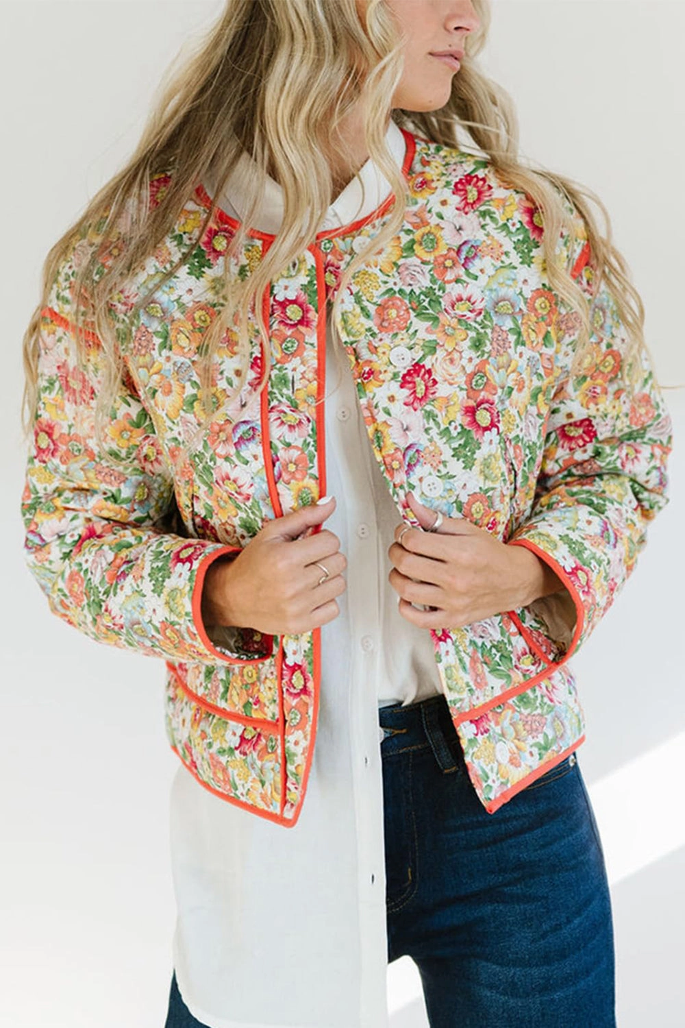 Floral Button Up Long Sleeve Winter Coat Limited Time Offer