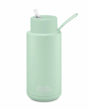 Frank Green Ceramic Reusable Drink Bottle 34Oz/1 Litre With Straw Lid - Mint Gelato Weekend Flash Offer