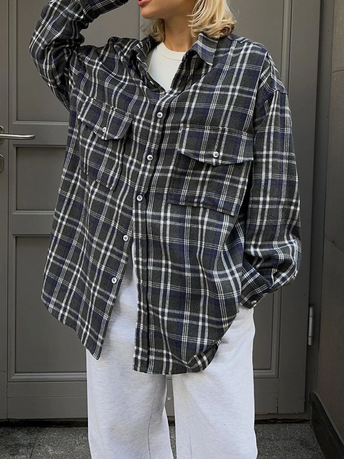 Pocketed Plaid Button Up Shacket Exclusive Hot Pick Hot Offer Ending Soon