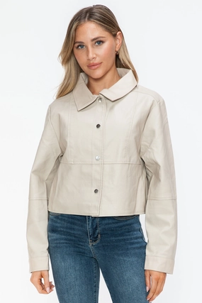 Deal of the Day Todays Hot Savings Snobbish Snap Down Long Sleeve Pu Leather Jacket