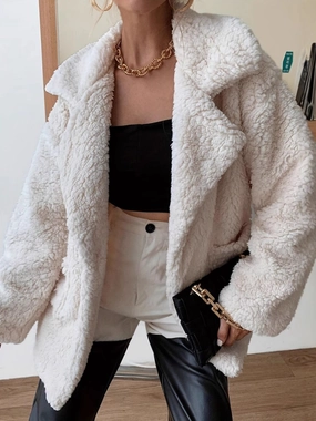 Fuzzy Open Front Long Sleeve Coat Shop Smart Save MustHave Items