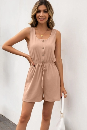 Best Price Online Trending Now Discount Ivy Lane Buttoned Round Neck Sleeveless Romper