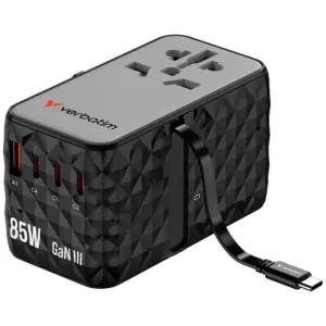 Verbatim Charge N Travel Diamond 85W Universal Travel Adapter With Retractable Cable (Cnt-02) Grab Your Hot Pick