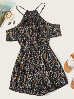 Last Chance Offer Tied Printed Short Sleeve Romper