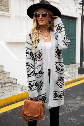 Angel Wings Printed Long Sleeve Cardigan With Pocket Limited Time Discount
