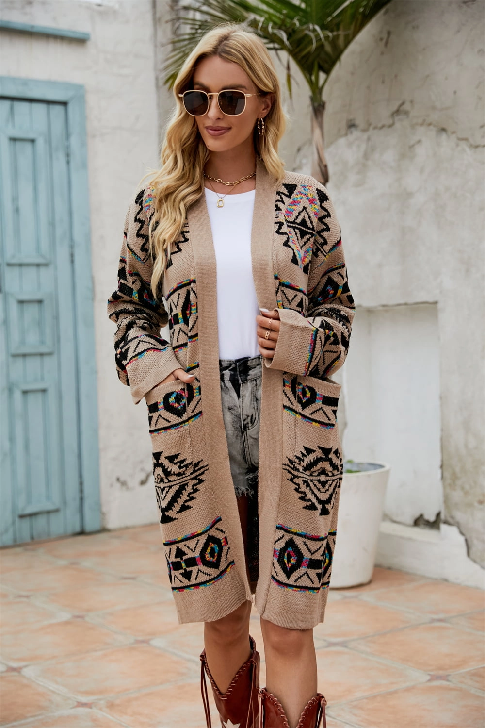Limited Time Offer Angel Wings Printed Long Sleeve Cardigan With Pocket