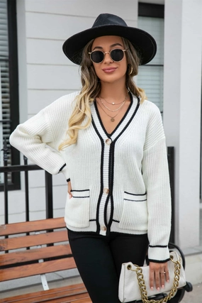 Angel Wings Waffle Knit V-Neck Cardigan With Pocket Shop Todays Picks Trending Savings Now
