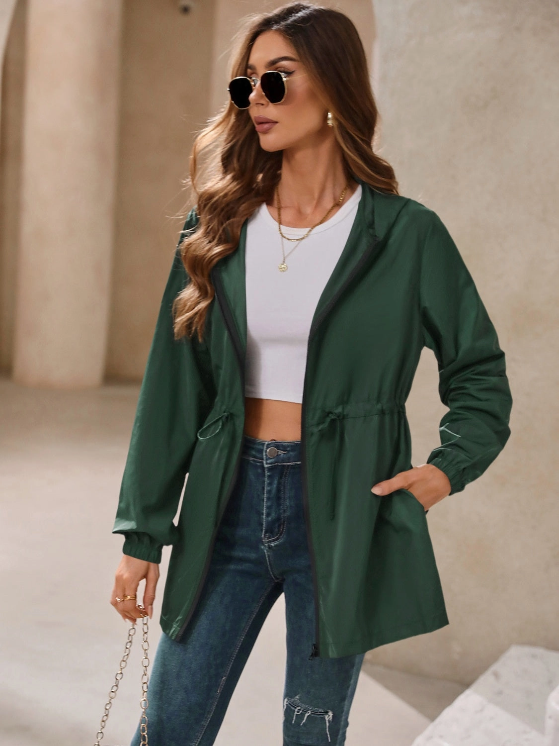 Ivy Lane Outdoor Waterproof Long Sleeve Hooded Windbreaker Limited Edition Offer Best Price Online