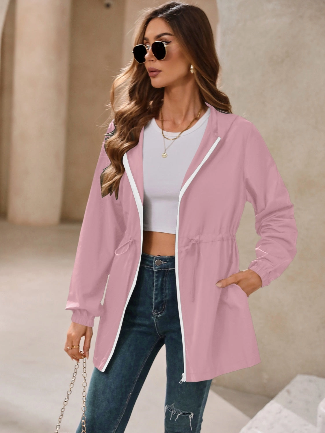 Shop Save Today Shop the Savings Now Ivy Lane Outdoor Waterproof Long Sleeve Hooded Windbreaker