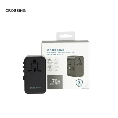 Crossing World Travel Adaptor 70W With 2 X Usb-A   2 X Usb-C With Built-In Type C Cable Shop Smart Deals
