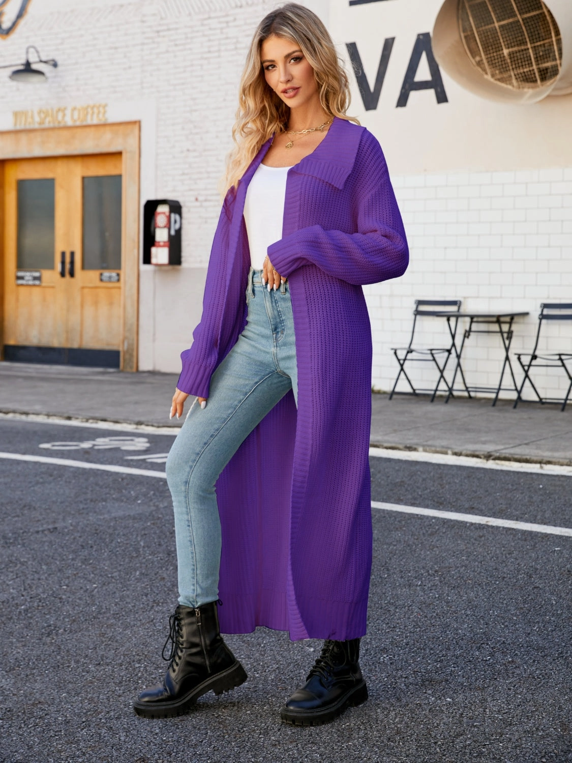Full Size Collared Open Front Duster Cardigan Shop Todays Picks Hot Sale Today