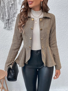 Exclusive Holiday Deal Instant Deal Today Ruffle Hem Collared Blazer