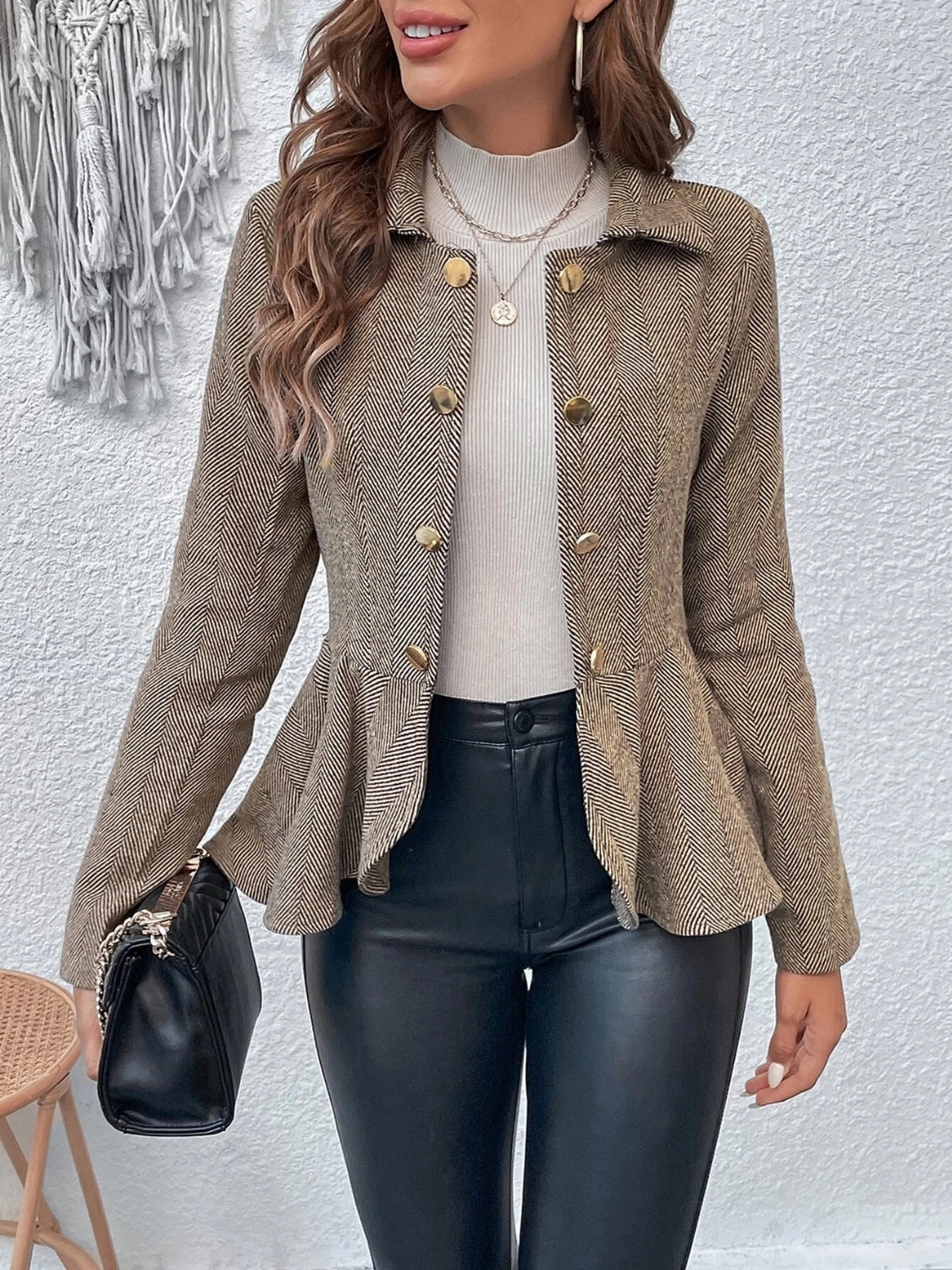 Exclusive Holiday Deal Instant Deal Today Ruffle Hem Collared Blazer