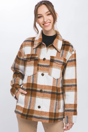 Special Occasion Discount Grab It Now Love Tree Plaid Button Up Shacket