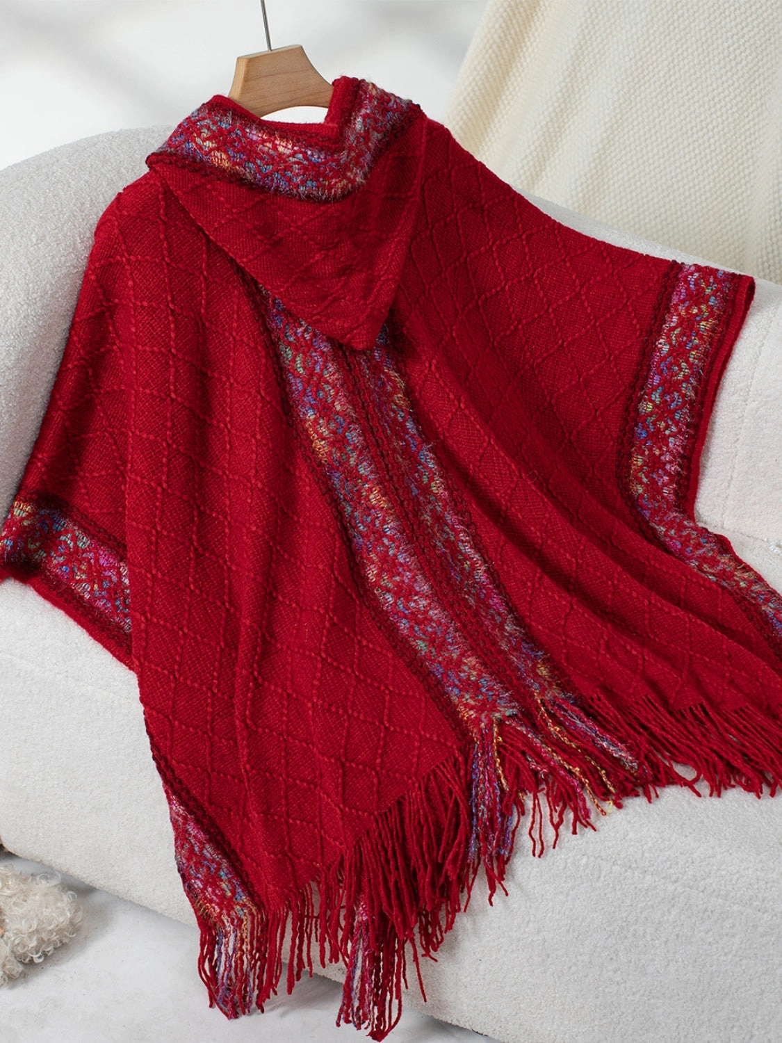 Fringe Half Sleeve Hooded Poncho Price Drop Frenzy
