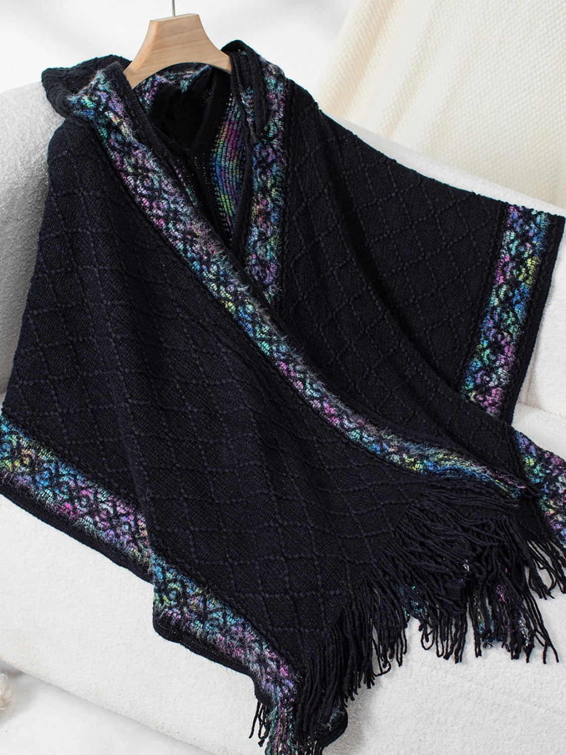Flash Sale Now Fringe Half Sleeve Hooded Poncho