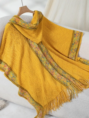 Limited Stock Offer Fringe Half Sleeve Hooded Poncho