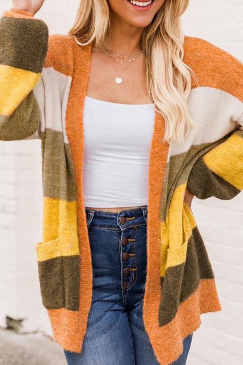 Open Front Color Block Cardigan Today Only Discount Shop Today Save