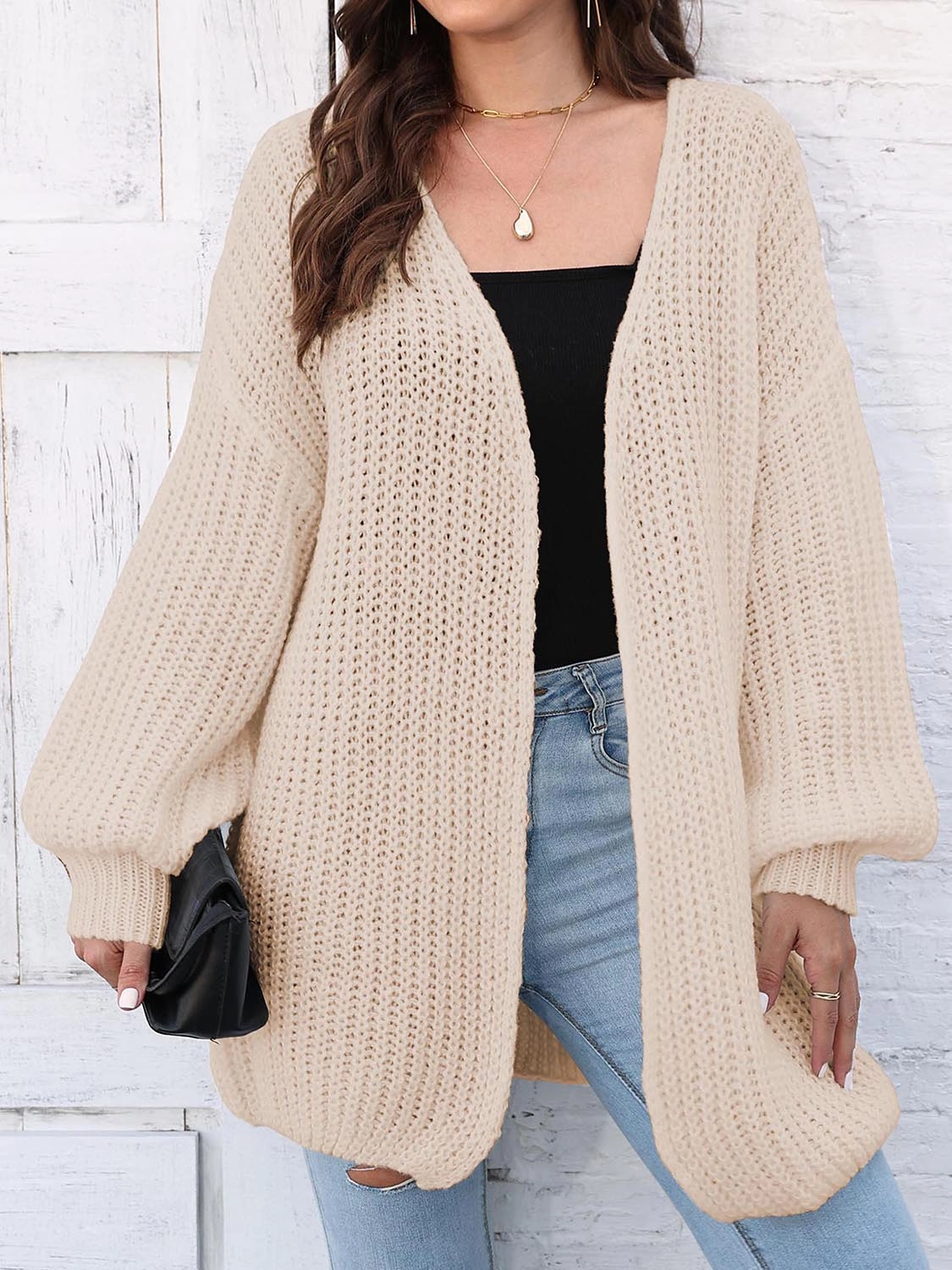 Mega Sale Now Open Front Dropped Shoulder Longline Cardigan