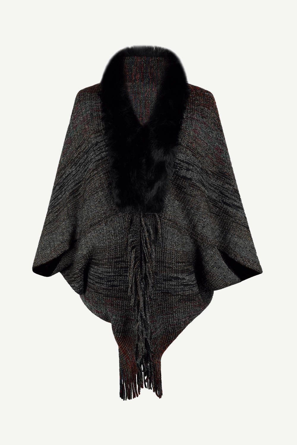 Instant Savings Deal Open Front Fringe Hem Poncho