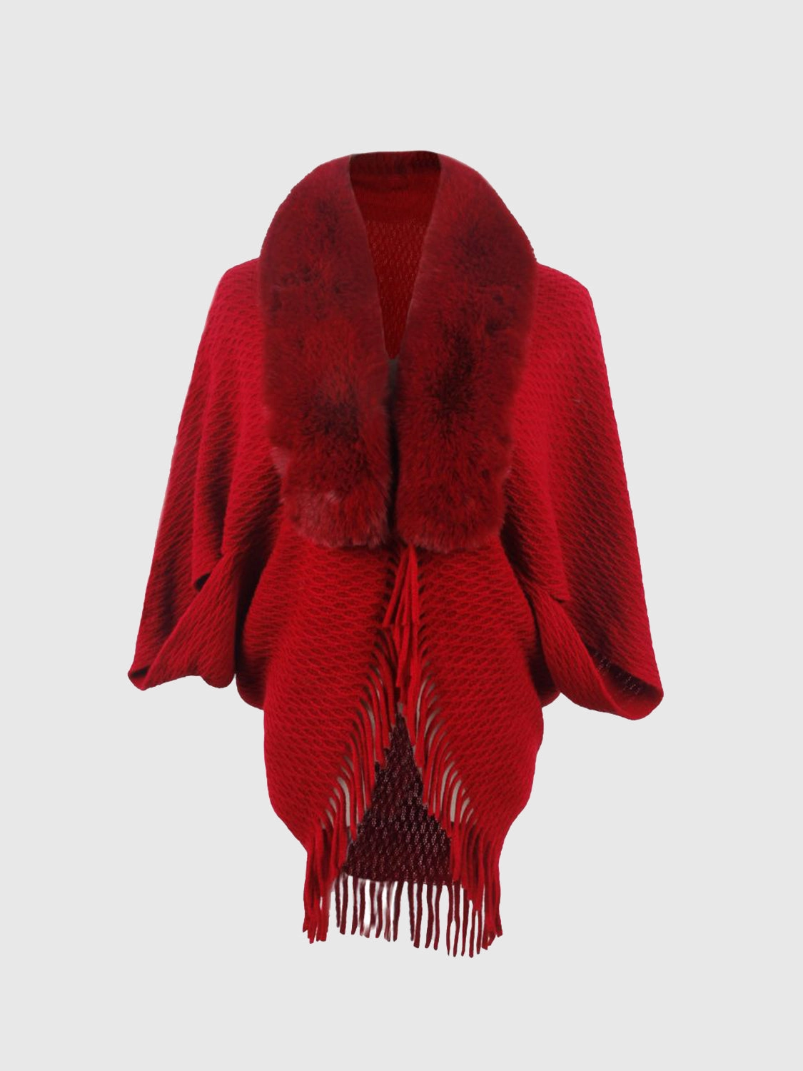 Shop the Best Deals Open Front Fringe Hem Poncho