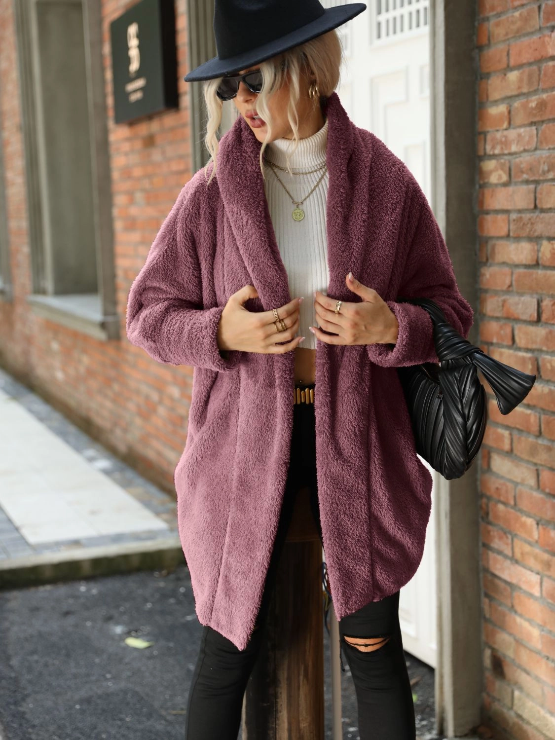 Shop Todays Picks Best Seller Deal Open Front Hooded Teddy Coat