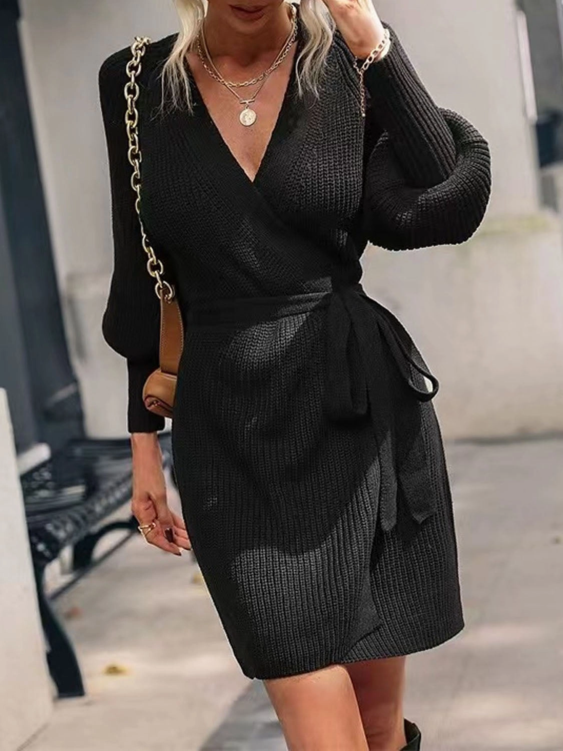 Todays Hot Pick Limited Time Sale Open Front Lantern Sleeve Tied Cardigan