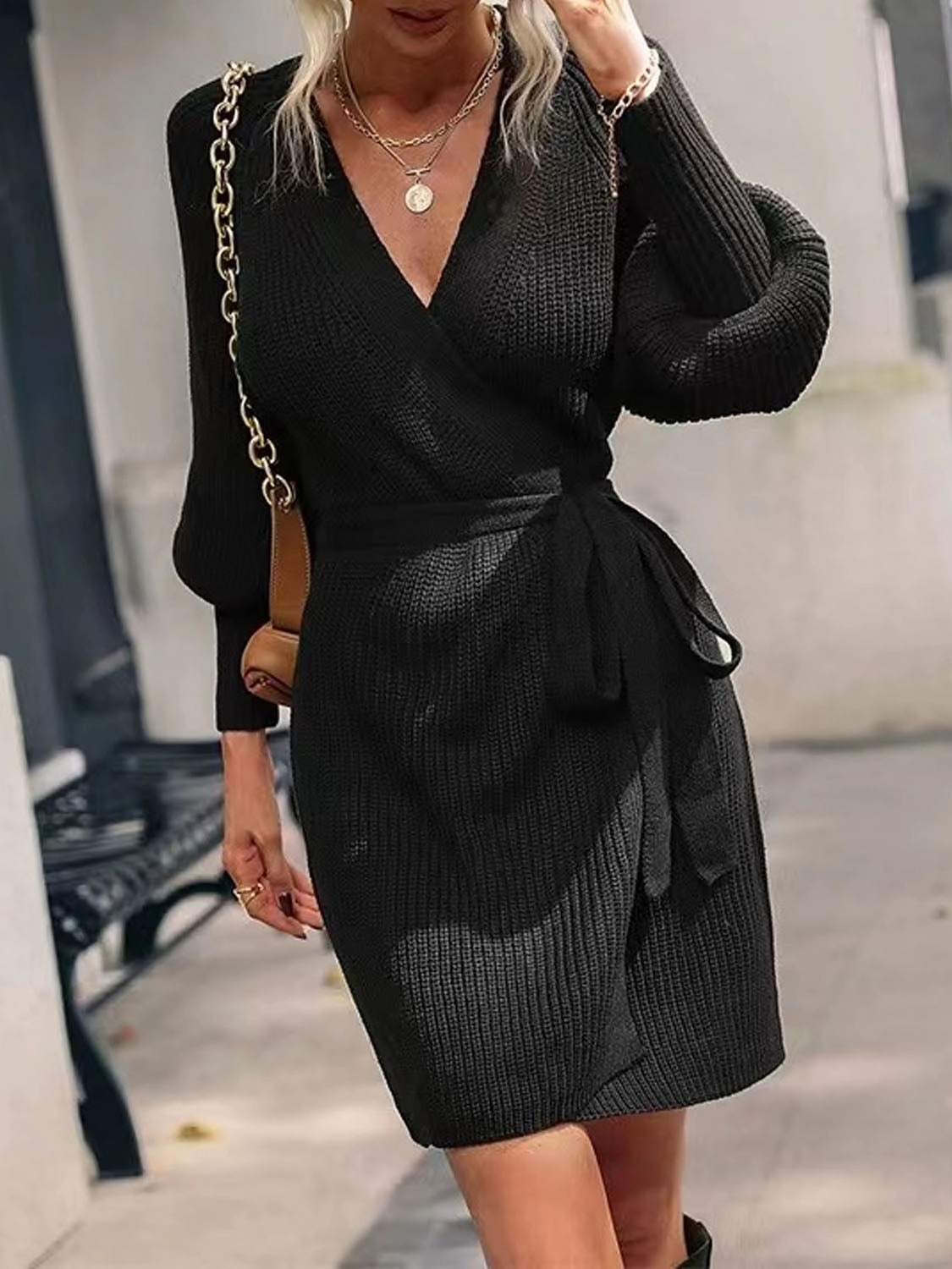 Exclusive Deal Inside Open Front Lantern Sleeve Tied Cardigan