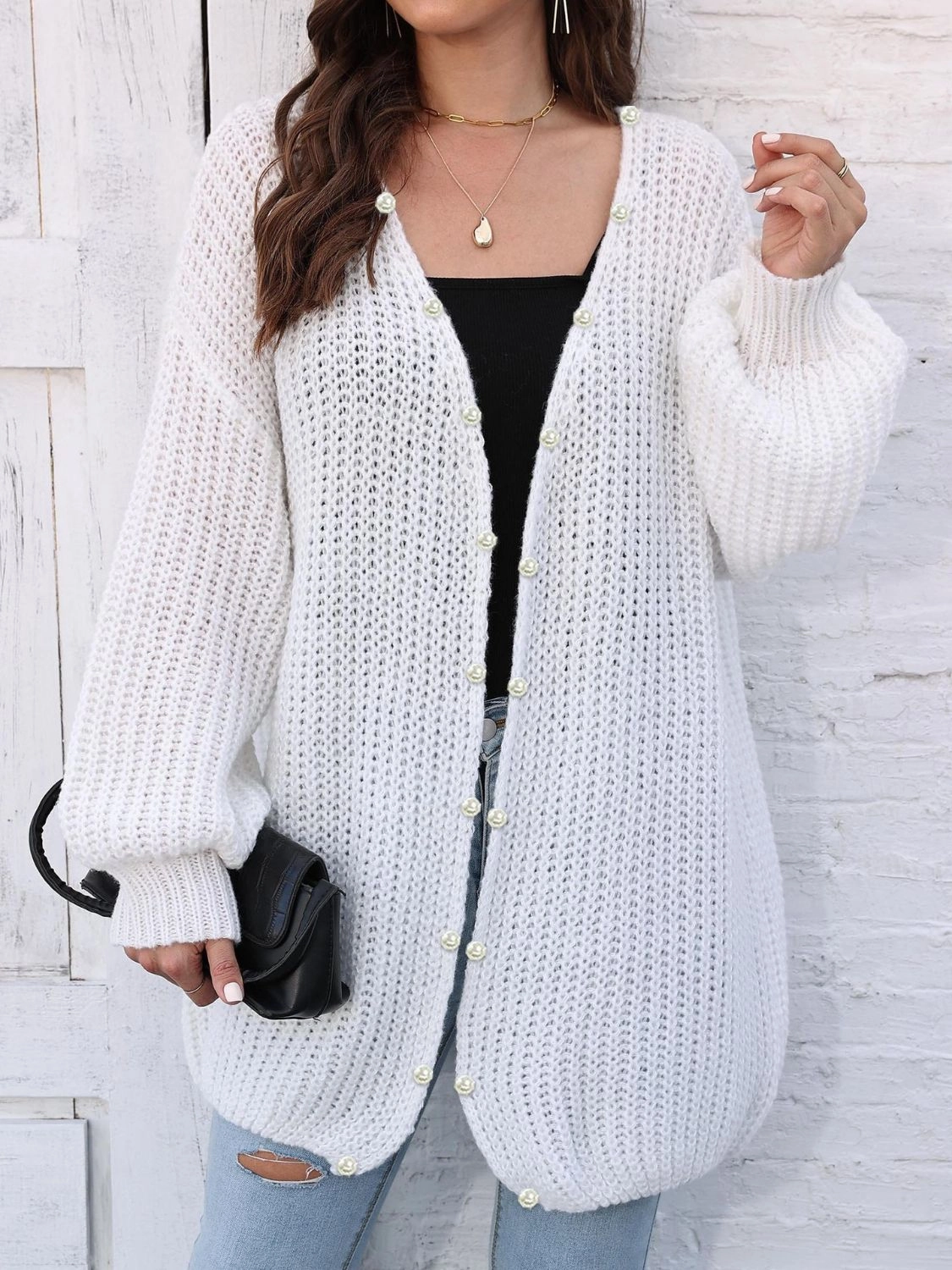 Weekend Specials Open Front Long Sleeve Cardigan