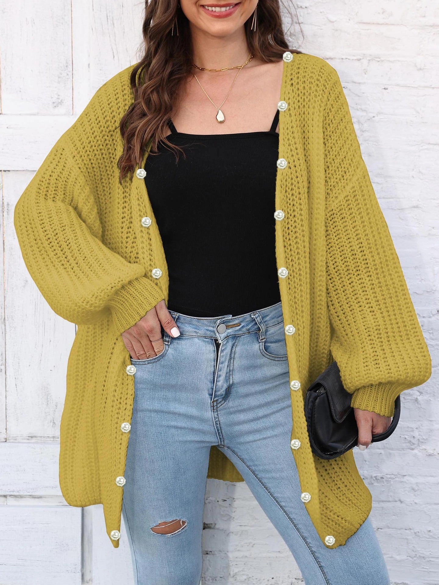 Clearance Sale Open Front Long Sleeve Cardigan